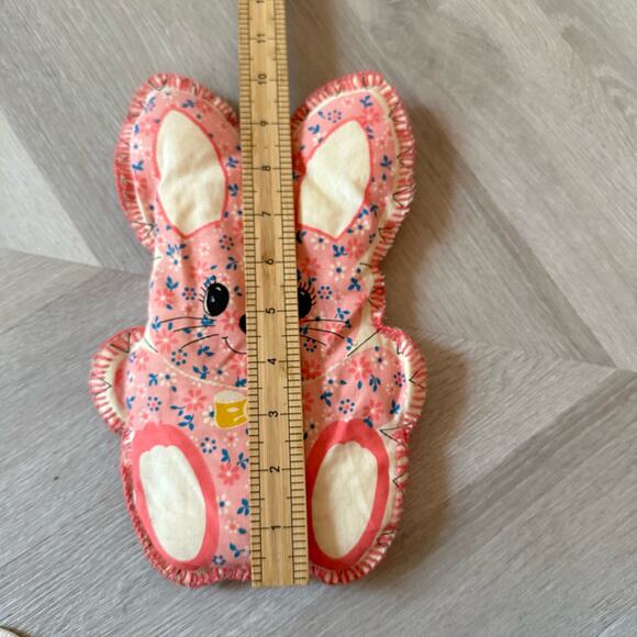 Easter Bunny Rabbit Plush Stuffed Animal Decor Handmade Pink Granny Cottage Core - Picture 8 of 8